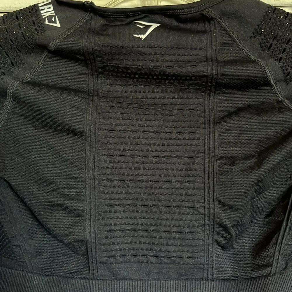 Gymshark Flawless Knit Long Sleeve Crop Top Black Sz S - Picture 9 of 11